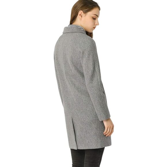 Allegra K Women's Notched Lapel Double Breasted Raglan Coat Small Grey NWT - Picture 3 of 5